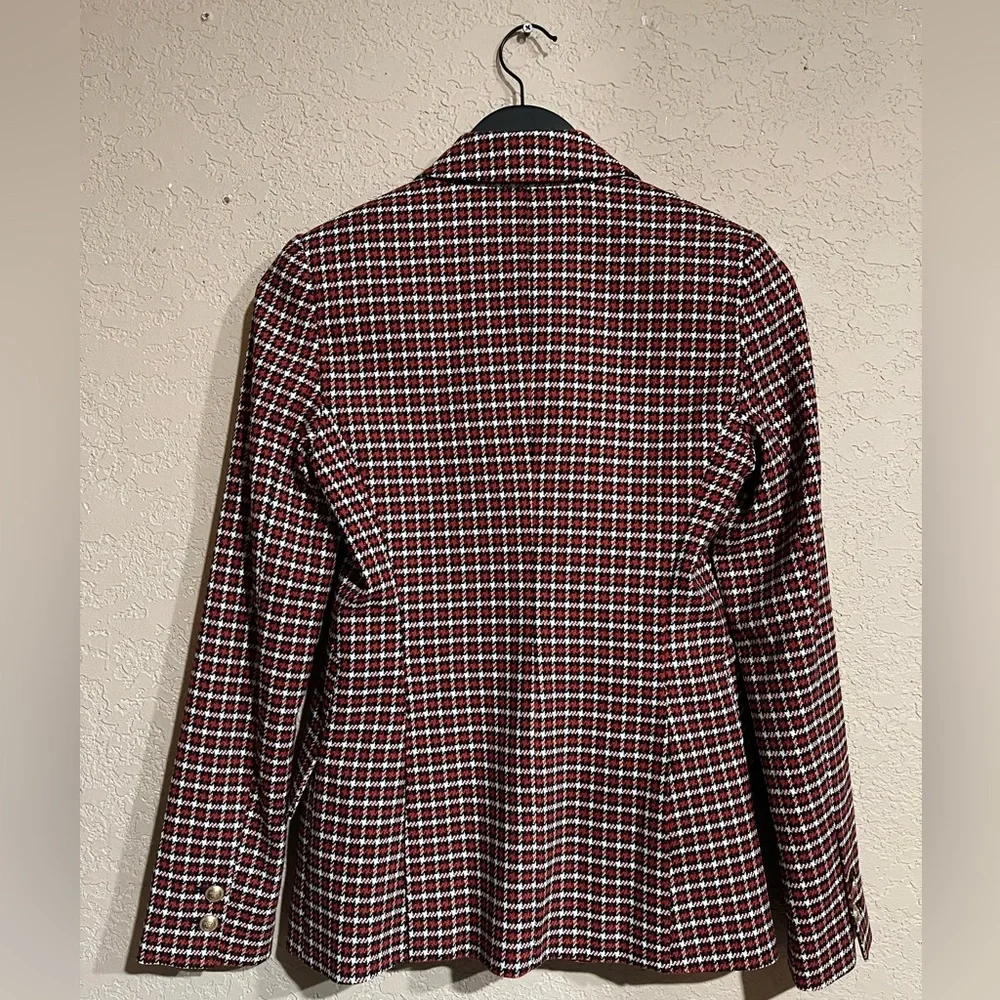 L'AGENCE | Holiday Chamberlain Red Check Peaked Lapel Blazer - Picture 9 of 9